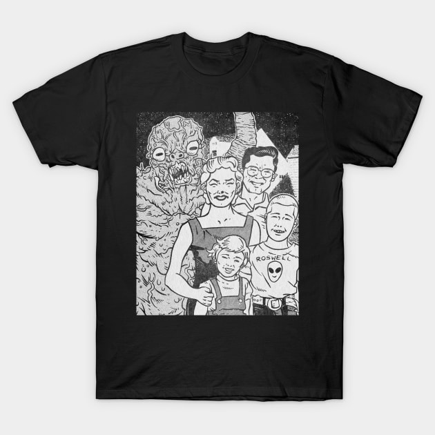 NUCLEAR FAMILY & THE COSMIC DARKNESS T-Shirt by Defsnotadumb